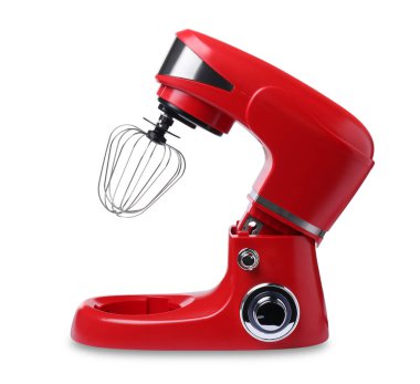 Modern red stand mixer isolated on white