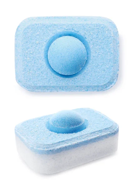 白い背景に青い水の柔らかい錠剤 — ストック写真
