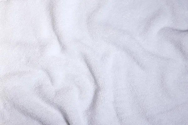 Biały Czysty Miękki Ręcznik Jako Tło Widok Góry — Zdjęcie stockowe