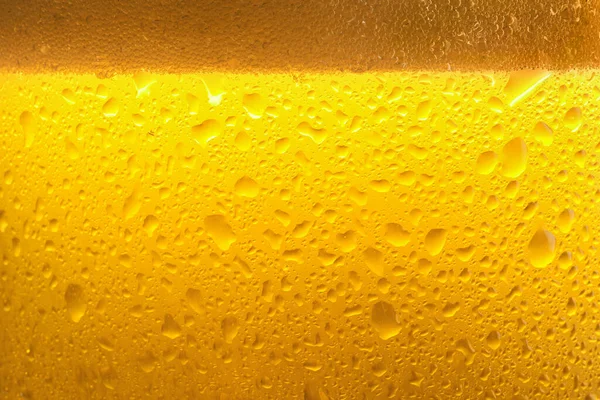 Glass Tasty Cold Beer Foam Condensation Drops Background Closeup — Foto de Stock