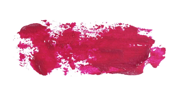 stock image Crimson paint stroke on white background, top view