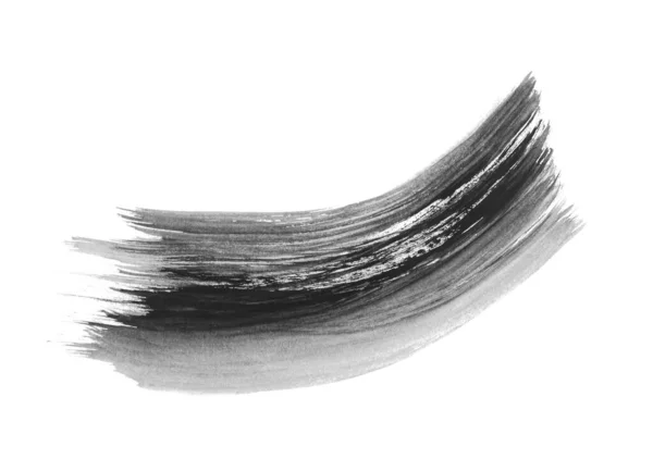 Grey Paint Stroke Drawn Brush White Background Top View — Stock Photo, Image