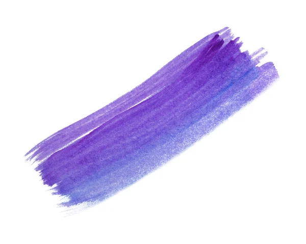 Purple Paint Stroke Drawn Brush White Background Top View — Stock Photo, Image