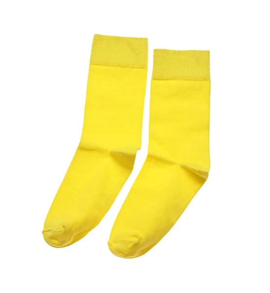 Жовті Шкарпетки Білому Тлі Вид Зверху — стокове фото
