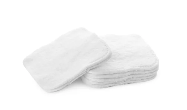 白色背景的棉垫堆 — 图库照片