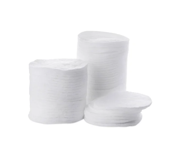 Stacks Clean Cotton Pads White Background — Stock Photo, Image
