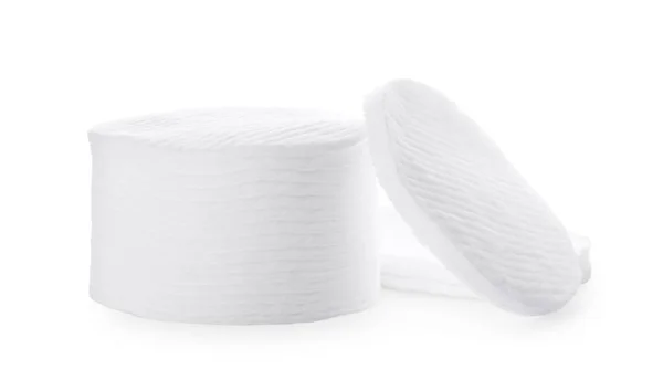 Pile Cotton Pads White Background — Stock Photo, Image