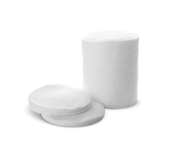 Piles Cotton Pads White Background — Stock Photo, Image