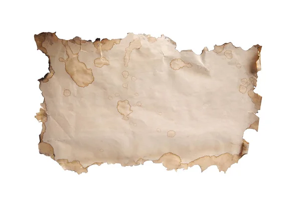 Kawałek Papieru Ciemnymi Przypalonymi Granicami Odizolowaną Biało Pieczęcią Woskową Miejsce — Zdjęcie stockowe