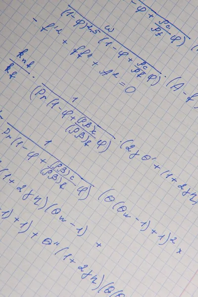 Papel Com Cálculos Matemáticos Escritos Como Fundo Close — Fotografia de Stock