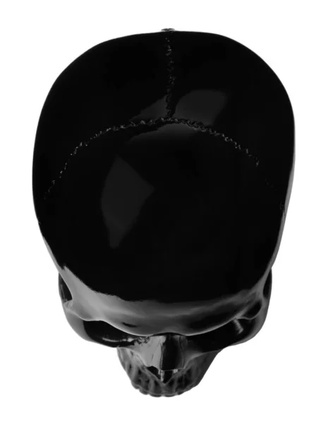 Siyah Parlak Kafatası Beyaz Üst Görünümde Izole — Stok fotoğraf