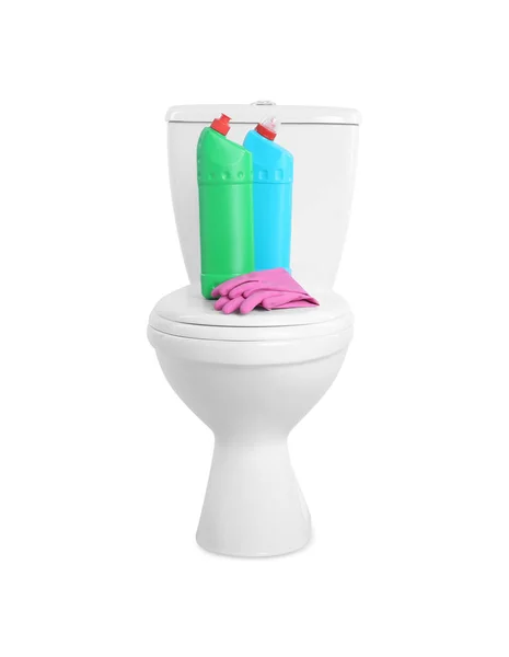 Tuvalet Temizlik Malzemeleri Beyaz Arka Planda — Stok fotoğraf