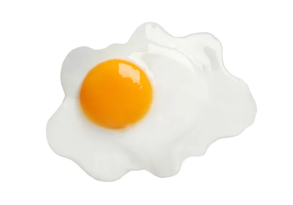 Νόστιμο Τηγανητό Αυγό Κοτόπουλου Απομονώνονται Λευκό Κορυφαία Άποψη — Φωτογραφία Αρχείου