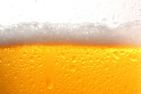 Glass Tasty Cold Beer Foam Condensation Drops White Background Closeup Stock Picture