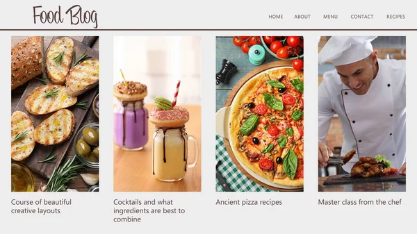 Honlap Design Élelmiszer Blog Weboldal — Stock Fotó