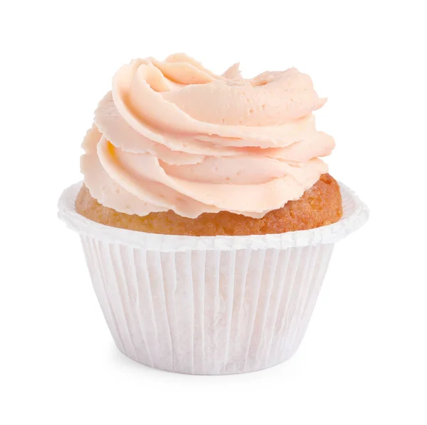 Tasty Cupcake Cream Isolated White — 스톡 사진