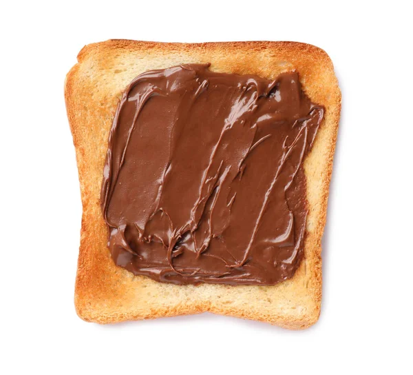 Chutný Toast Čokoládovou Pomazánkou Izolovanou Bílém Horní Pohled — Stock fotografie