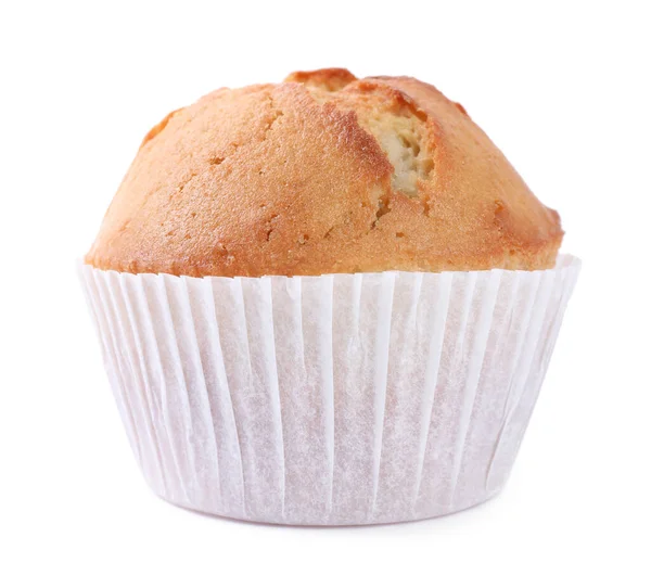 Leckerer Muffin Pappbecher Isoliert Auf Weiß — Stockfoto