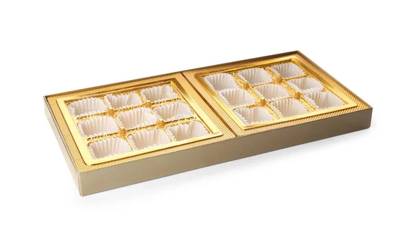 Scatola Vuota Caramelle Cioccolato Isolate Bianco — Foto Stock
