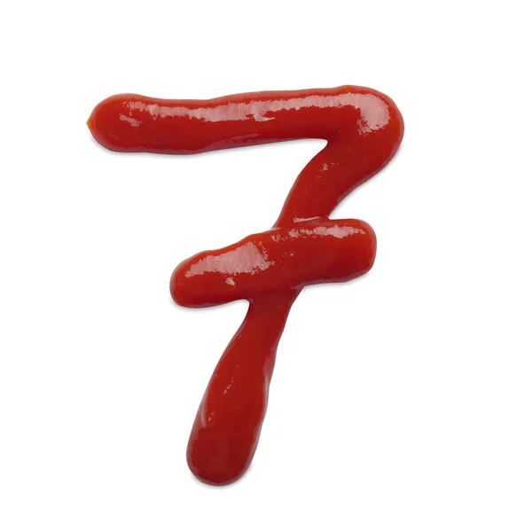 Hetes Számú Készült Ketchup Fehér Háttér Felső Nézet — Stock Fotó