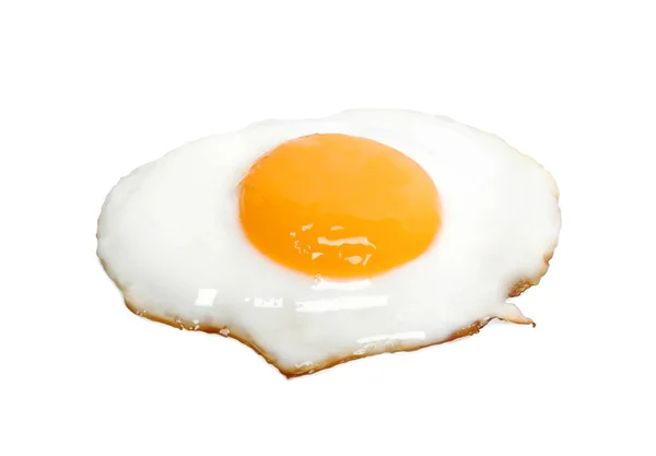 Delicioso Huevo Frito Con Yema Aislada Sobre Blanco —  Fotos de Stock