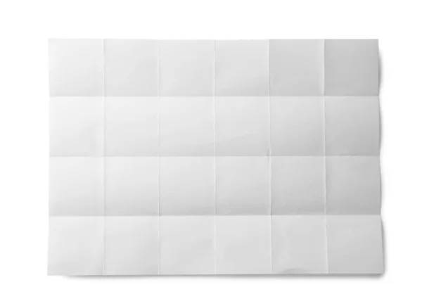 Folha Papel Branco Com Vincos Vista Superior — Fotografia de Stock