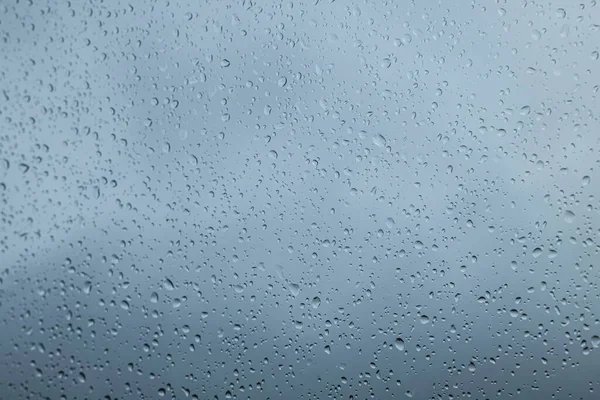 Fönsterglas Med Vattendroppar Närbild Regnigt Väder — Stockfoto