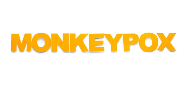 Λέξη Monkeypox Από Κίτρινα Γράμματα Λευκό Φόντο Πάνω Όψη — Φωτογραφία Αρχείου