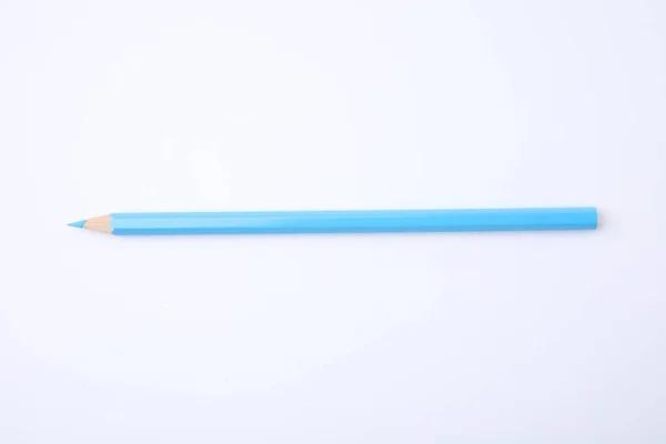 Novo Lápis Madeira Azul Claro Isolado Branco — Fotografia de Stock