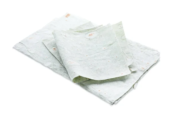 Delicioso Verde Dobrado Lavash Armênio Fundo Branco — Fotografia de Stock