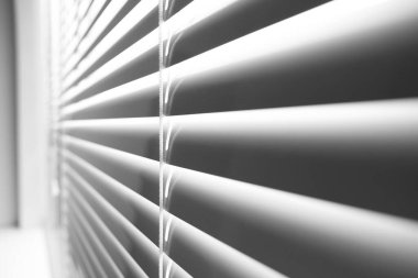 Closeup view of stylish horizontal window blinds