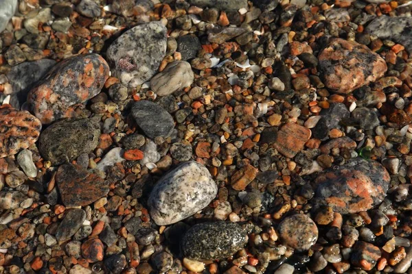 Beautiful Pebbles Sea Water Background Top View — Stock Photo, Image
