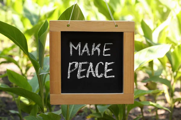 Kreidetafel Mit Der Aufschrift Make Peace Garten Freien — Stockfoto