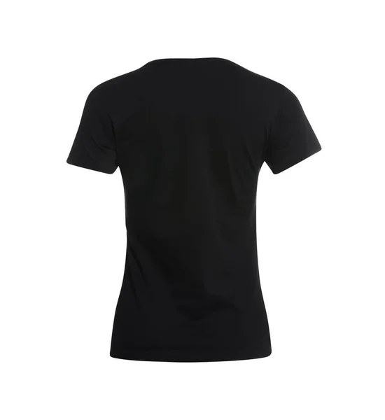 白を基調としたスタイリッシュなブラックの女性用Tシャツ デザインのためのモックアップ — ストック写真