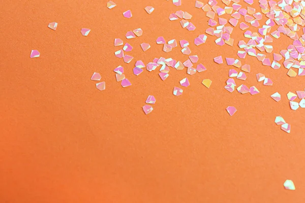 Glänzend Leuchtendes Rosa Glitzern Auf Korallenfarbenem Hintergrund Raum Für Text — Stockfoto