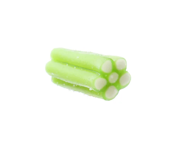 Dolce Caramella Gelatina Verde Sfondo Bianco — Foto Stock