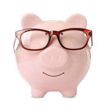 Kumbara gözlüklü beyaz izole