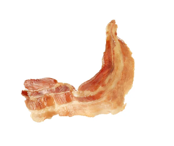 Slice Tasty Fried Bacon Isolated White — Stock Photo, Image
