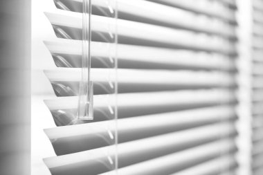Closeup view of stylish horizontal window blinds