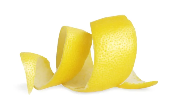 Свежая Лимонная Кожура Белом Фоне Цитрусовая Цедра — стоковое фото