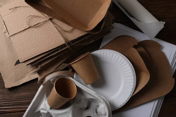 Hromada Papírového Odpadu Stole Pohled Shora — Stock fotografie