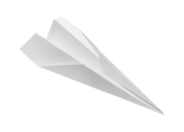 Ένα Χειροποίητο Χάρτινο Αεροπλάνο Απομονωμένο Λευκό — Φωτογραφία Αρχείου