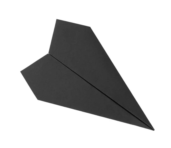 Yapımı Siyah Kağıt Uçak Beyazda Izole Edilmiş — Stok fotoğraf