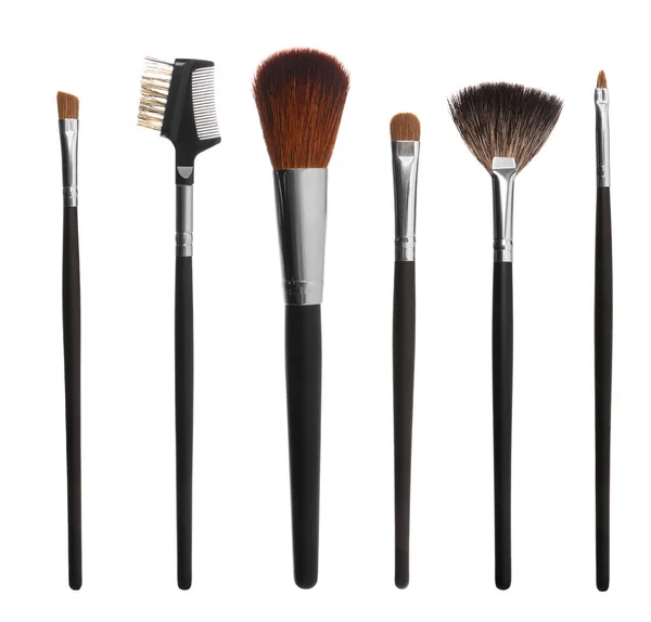 Set Avec Différentes Pinceaux Maquillage Pour Appliquer Des Produits Cosmétiques — Photo