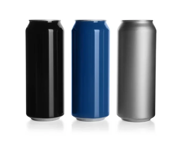Aluminum Cans White Background Mockup Design — Stock Photo, Image