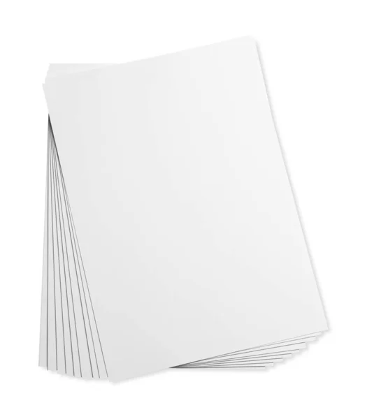 Üres Papírlapok Fehér Háttérrel Felülnézet — Stock Fotó