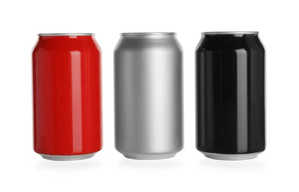 Aluminum Cans Drinks White Background — Stock Photo, Image
