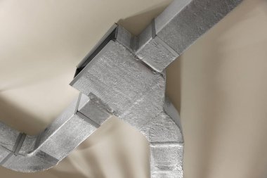 Ceiling with ventilation system indoors, bottom view