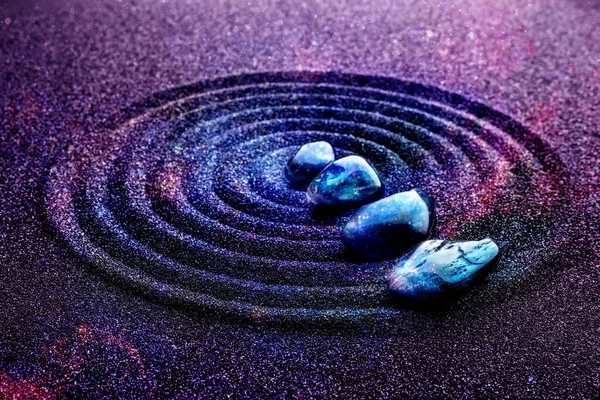 Песок Камнями Красивый Узор Концепция Дзен — стоковое фото