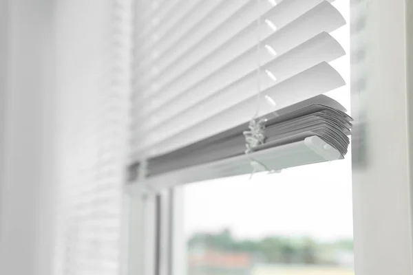 Closeup View Stylish Horizontal Window Blinds — Stock Fotó